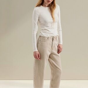 NWT H&M Tan Relax Fit Straight Leg Denim Jeans Size 18